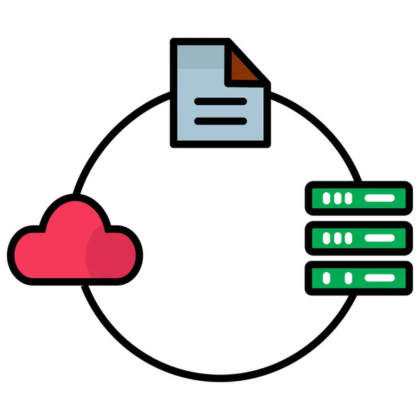 Bigdata Cloud Database Cloud Server Icon Filled Outline Style — Stock Vector