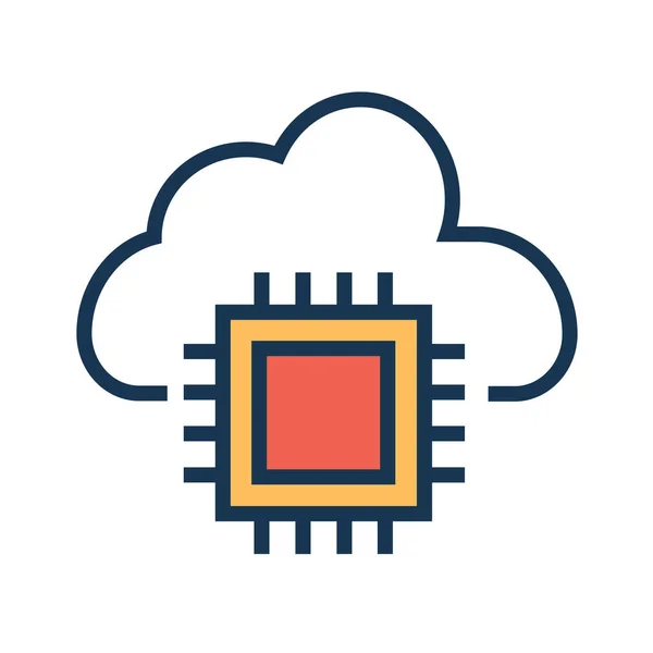 Cloud Computing Cloud Data Center Ícone Rede Nuvem Estilo Full — Vetor de Stock