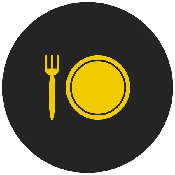 Buffet Couverts Assiette Dîner Icône Dans Style Badge — Image vectorielle