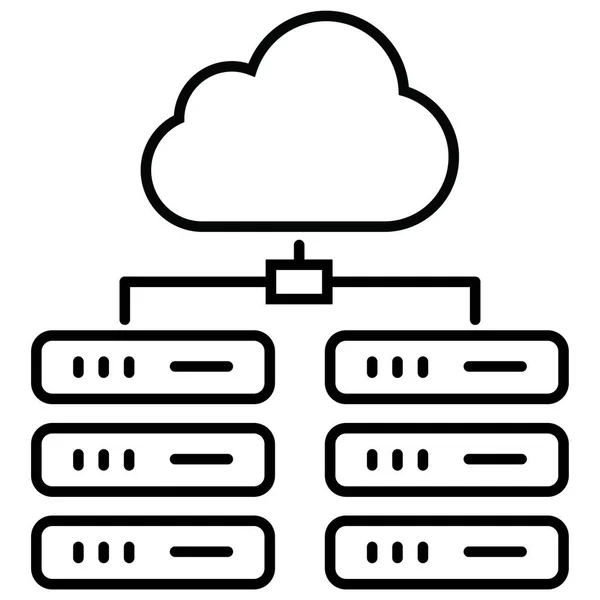 Bigdata Cloud Database Cloud Server Icon Outline Style — Vector de stock