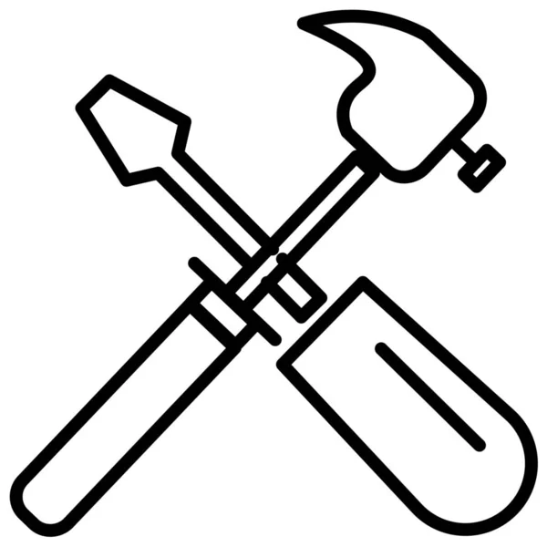 Fix Garage Tools Hammer Icon Outline Style — Stock Vector