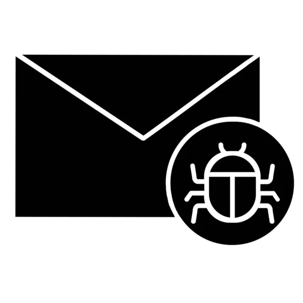 Code Email Bug Hack Icon Solid Style — Stockový vektor