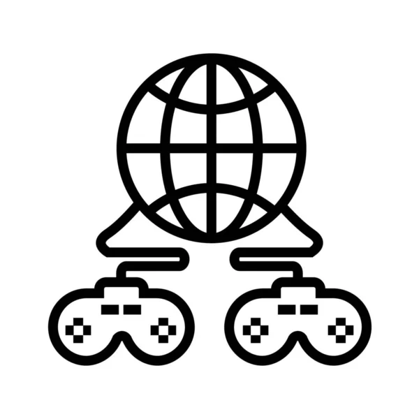 Gra Komputerowa Globalnie Połączone Kryty Ikona Gry Stylu Zarysu — Wektor stockowy