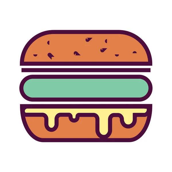 Burger Cheese Burger Fastfood Icon Filled Outline Style — Stock Vector