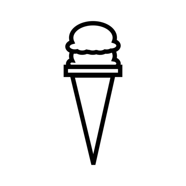 Kegel Icecream Heerlijk Eten Dessert Pictogram Omtrek Stijl — Stockvector