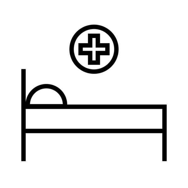 Hospital Clínica Cama Habitación Hospital Icono Estilo Esquema — Vector de stock