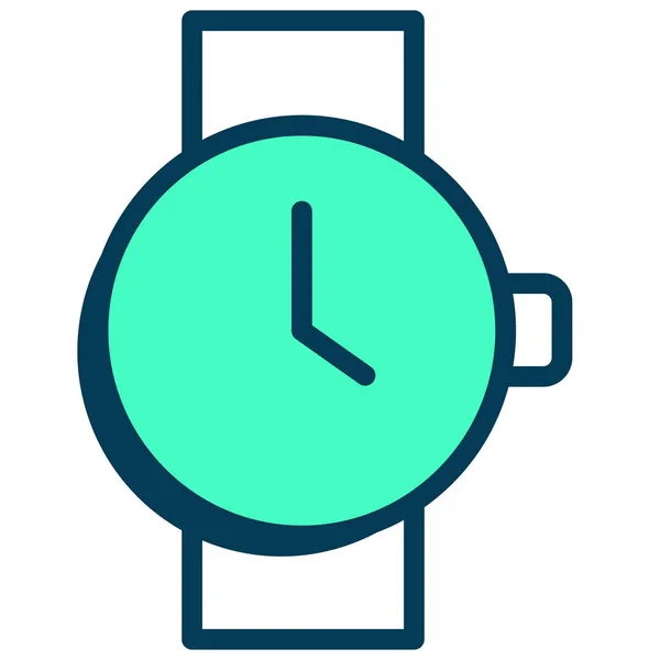 Reloj Analógico Reloj Hora Icono Estilo Contorno Lleno — Vector de stock