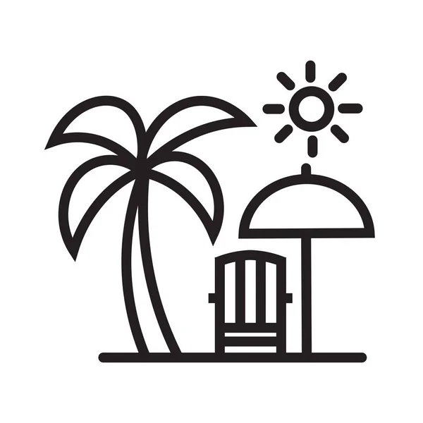 Icono Del Complejo Vacacional Playa Estilo Esquema — Archivo Imágenes Vectoriales