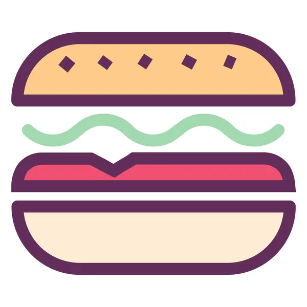 Broodontbijt Hamburger Icoon Gevulde Outline Stijl — Stockvector