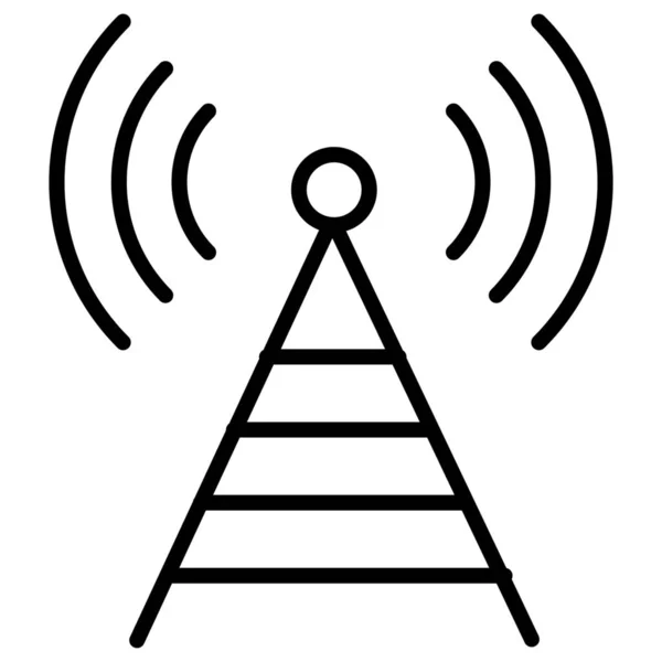 Antenne Broadcast Communicatie Icoon Omtrek Stijl — Stockvector