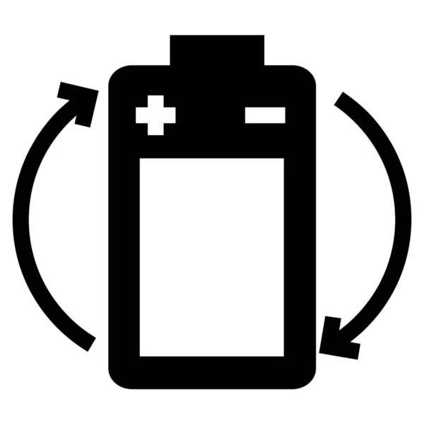 Ökologisches Symbol Für Batterieladung Soliden Stil — Stockvektor