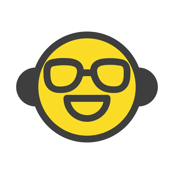 Emoji Emoticon Glückliches Symbol Stil Ausgefüllter Umrisse — Stockvektor