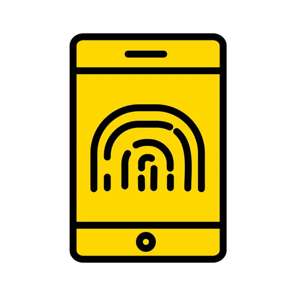 サイバーセキュリティ指紋保護指紋スキャナのアイコンを記入アウトラインスタイルで — ストックベクタ