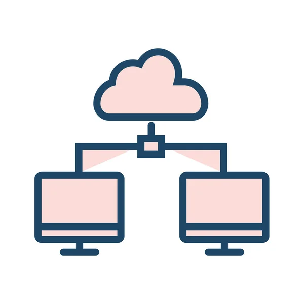 Cloud Backup Cloud Computing Icono Base Datos Cloud Estilo Esquema — Archivo Imágenes Vectoriales