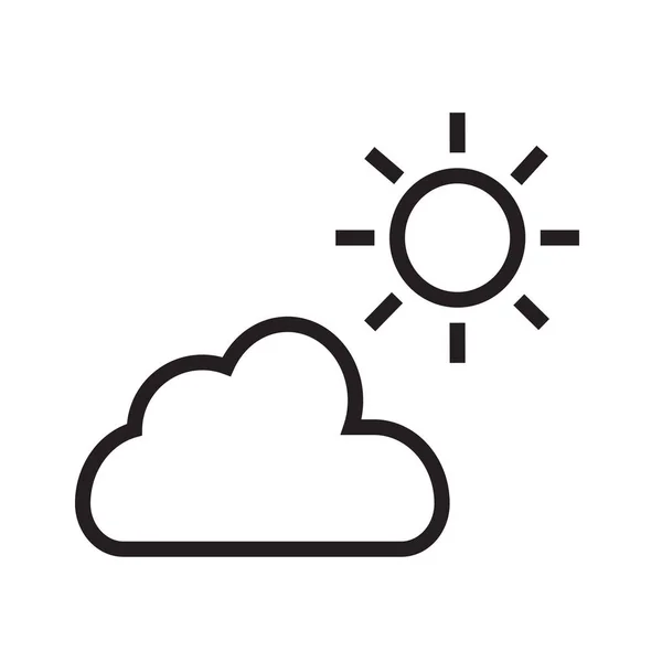 Nuvola Nuvoloso Icona Calore Stile Contorno — Vettoriale Stock