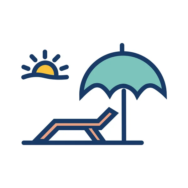 Beach Holiday Resort Icon Filled Outline Style — Stock Vector