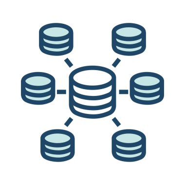 Data source database network distributed computing icon in filled-outline style clipart svg vector 