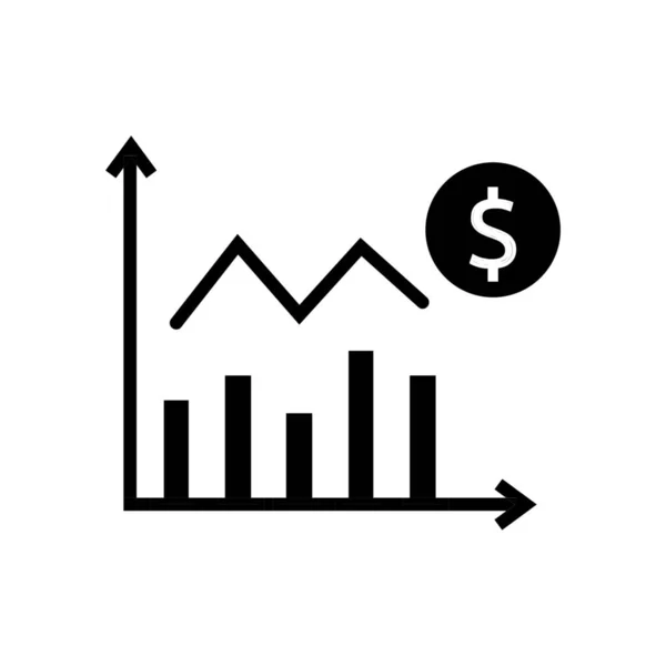 Bar Chart Finance Icône Investissement Dans Style Solide — Image vectorielle