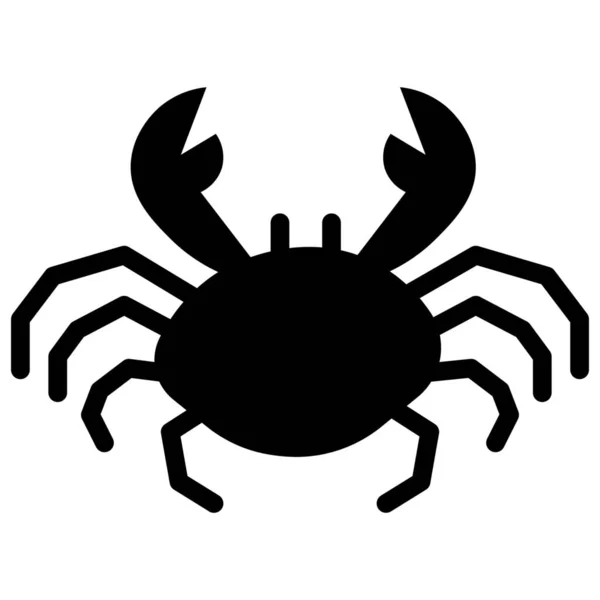 Crab Food Fry Icon Solid Style — Stock Vector