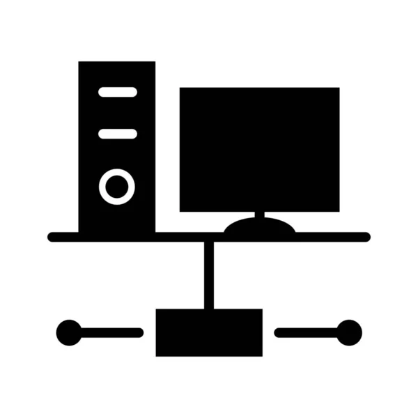 Ordinateur Ethernet Hub Icône Dans Style Solide — Image vectorielle