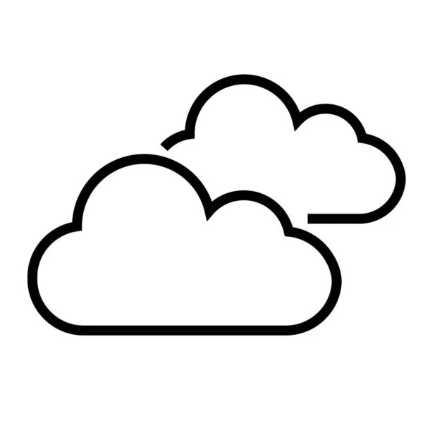 Облачно Частично Облачно Иконка Стиле Контура — стоковый вектор