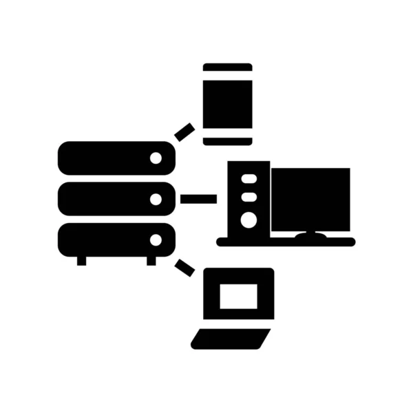 Applicarion Server Bigdata Data Center Icon Solid Style — Stock Vector