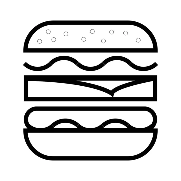 Burger Ser Burger Fastfood Ikona Zarysie Stylu — Wektor stockowy