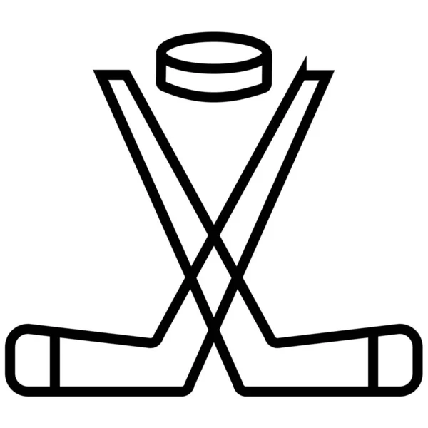 Spel Hockey Ijs Pictogram Omtrek Stijl — Stockvector