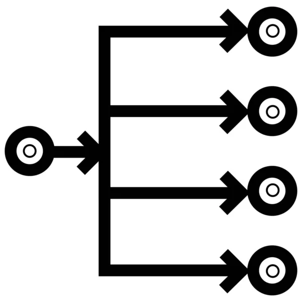 Branches Icône Multidiffusion Flux Données Dans Style Contour — Image vectorielle