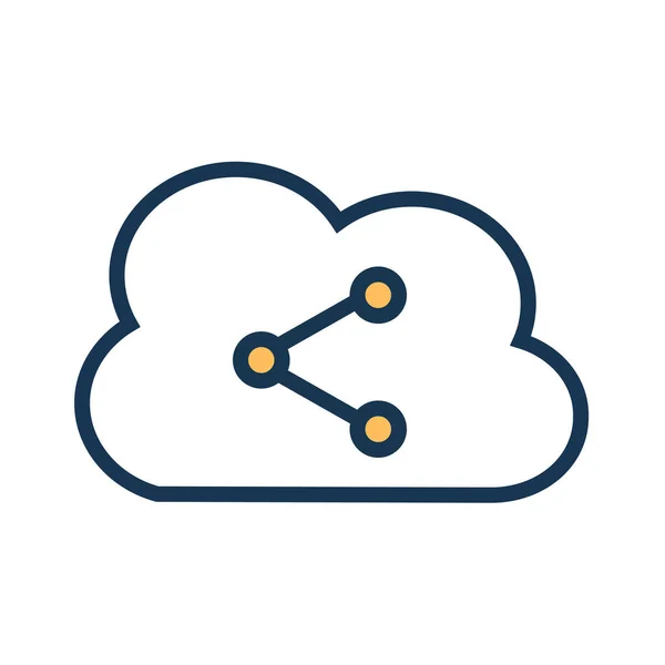 Back Cloud Netwerk Cloud Opslag Pictogram Gevulde Outline Stijl — Stockvector