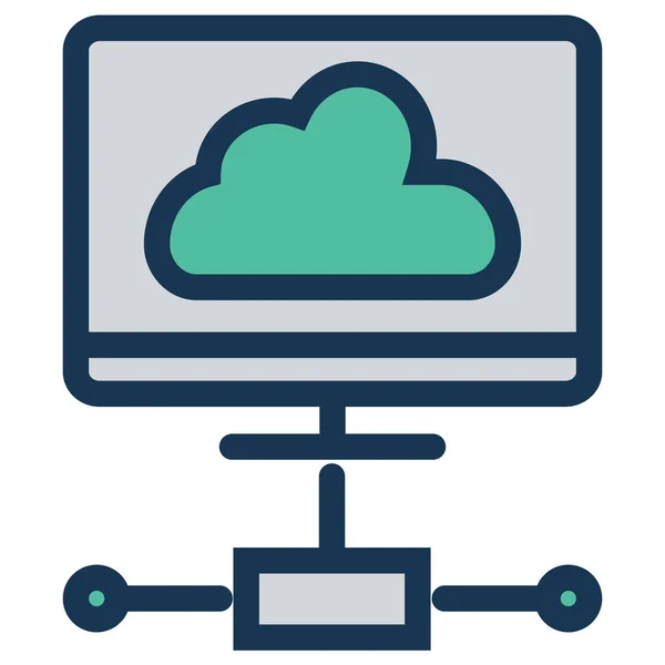 Icône Connexion Ordinateur Cloud Dans Style Contour Rempli — Image vectorielle