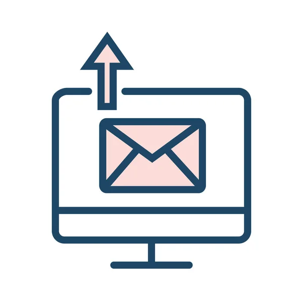 Data Upload Email Client Internet Icon Filled Outline Style — Vector de stock