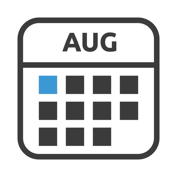 Ραντεβού Αύγουστος Ημερολόγιο Εικονίδιο Στερεό Στυλ — Διανυσματικό Αρχείο