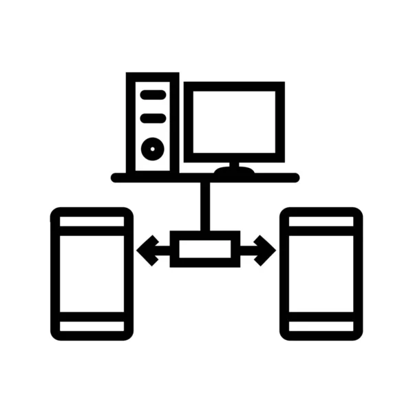 Comunicación Intercambio Datos Icono Datos Distribuidos Estilo Esquema — Archivo Imágenes Vectoriales