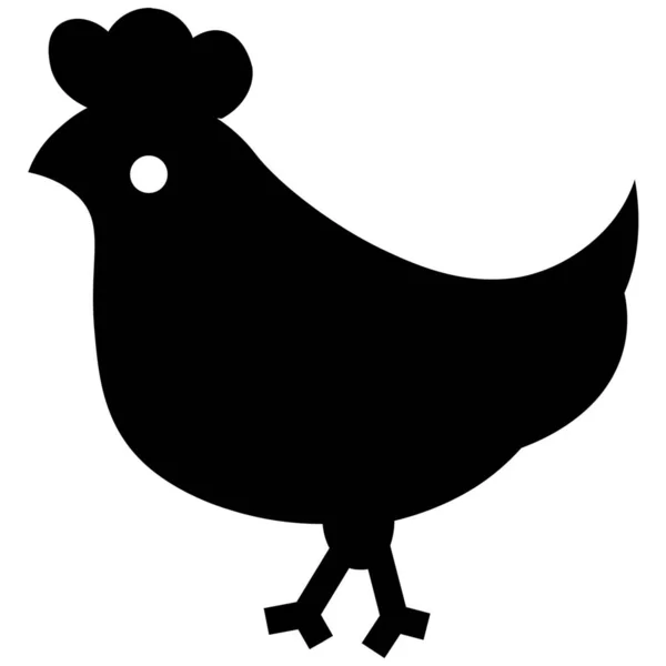 Vogel Huhn Hausvogel Ikone Soliden Stil — Stockvektor