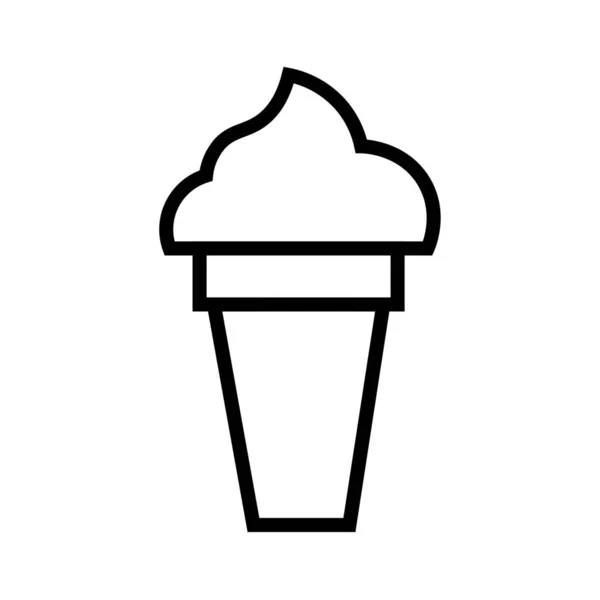 圆锥冰淇淋好吃的食物甜点图标在轮廓风格 — 图库矢量图片