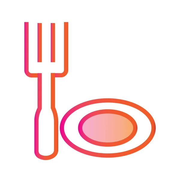 Manger Fork Meal Plaque Icône Cuisine Dans Style Contour Rempli — Image vectorielle
