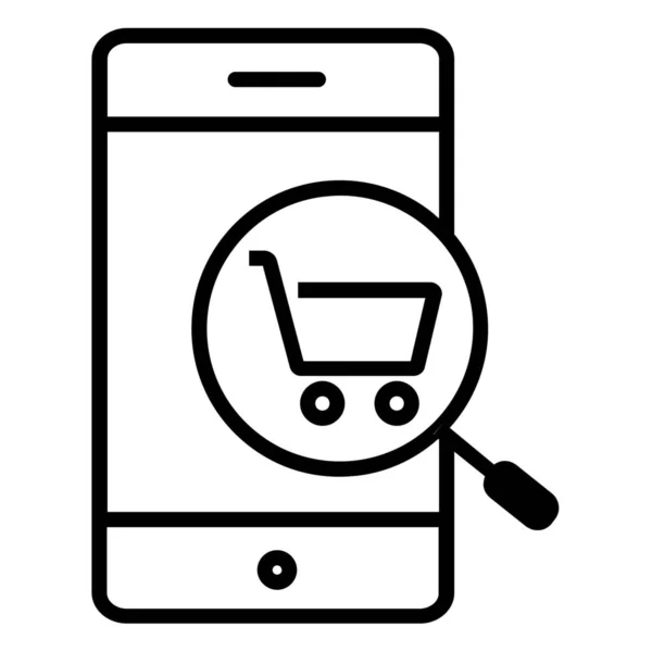 Mobiele App Online Winkelen Aankoop Icoon Grote Lijnen Stijl — Stockvector