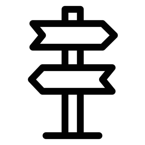 Icône Chemin Navigation Panneau Direction Style Contour — Image vectorielle