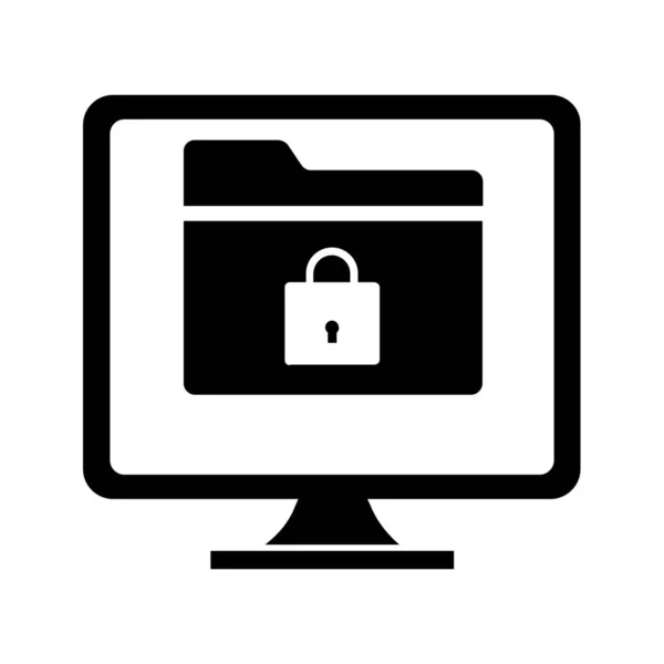 锁定文件夹密码保护私有文件夹图标在坚实的风格 — 图库矢量图片