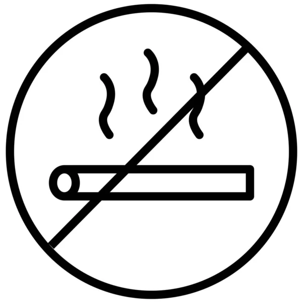 Zigarette Nein Kein Rauch Symbol Umriss Stil — Stockvektor