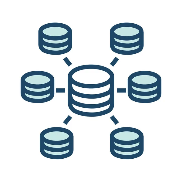 Fuente Datos Red Base Datos Icono Computación Distribuida Estilo Esquema — Vector de stock