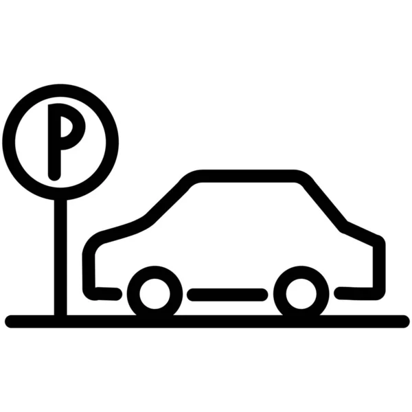 禁止停车标志轮廓风格的停车场标志 — 图库矢量图片