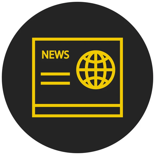 Icono Noticias Medios Comunicación Globales Estilo Esquema — Vector de stock