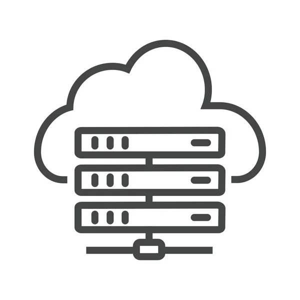Bigdata Cloud Data Center Icono Base Datos Nube Estilo Esquema — Archivo Imágenes Vectoriales