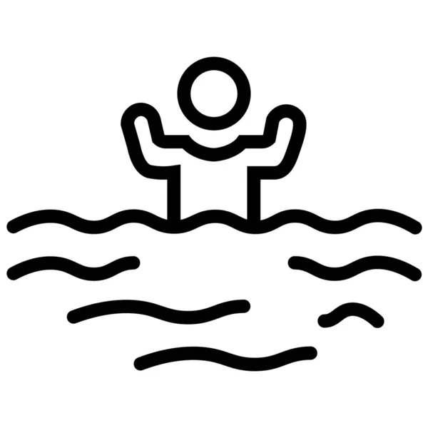 Exercise Pool Swim Icon Outline Style — Stock Vector