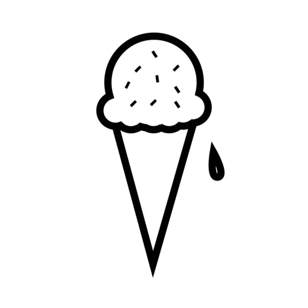 Kegel Icecream Heerlijk Eten Dessert Pictogram Omtrek Stijl — Stockvector