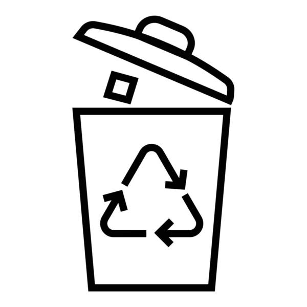 可生物降解废物垃圾箱绿色废物图标的轮廓风格 — 图库矢量图片