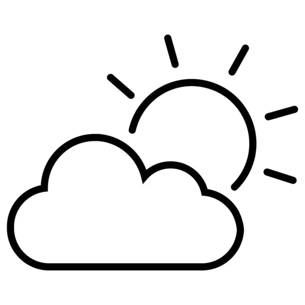 Giorno Caldo Icona Parzialmente Nuvoloso Stile Contorno — Vettoriale Stock