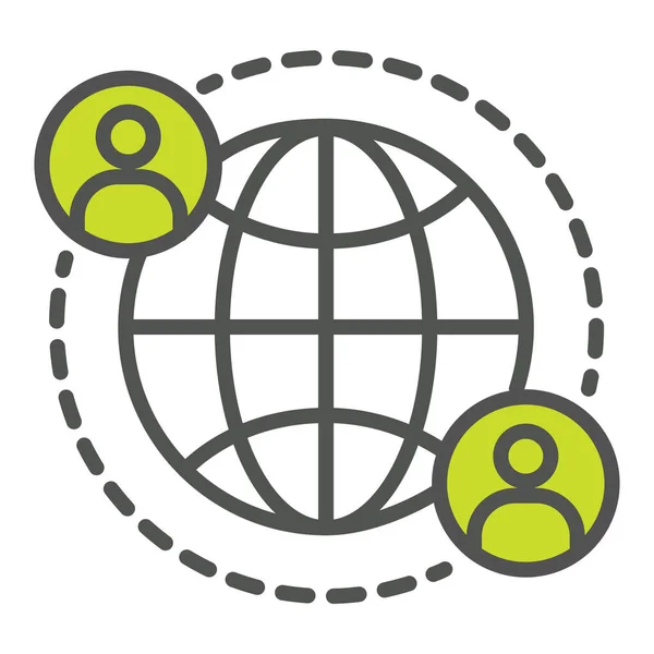 Global Communication Global Community Global Contacts Icon Filled Outline Style — Image vectorielle